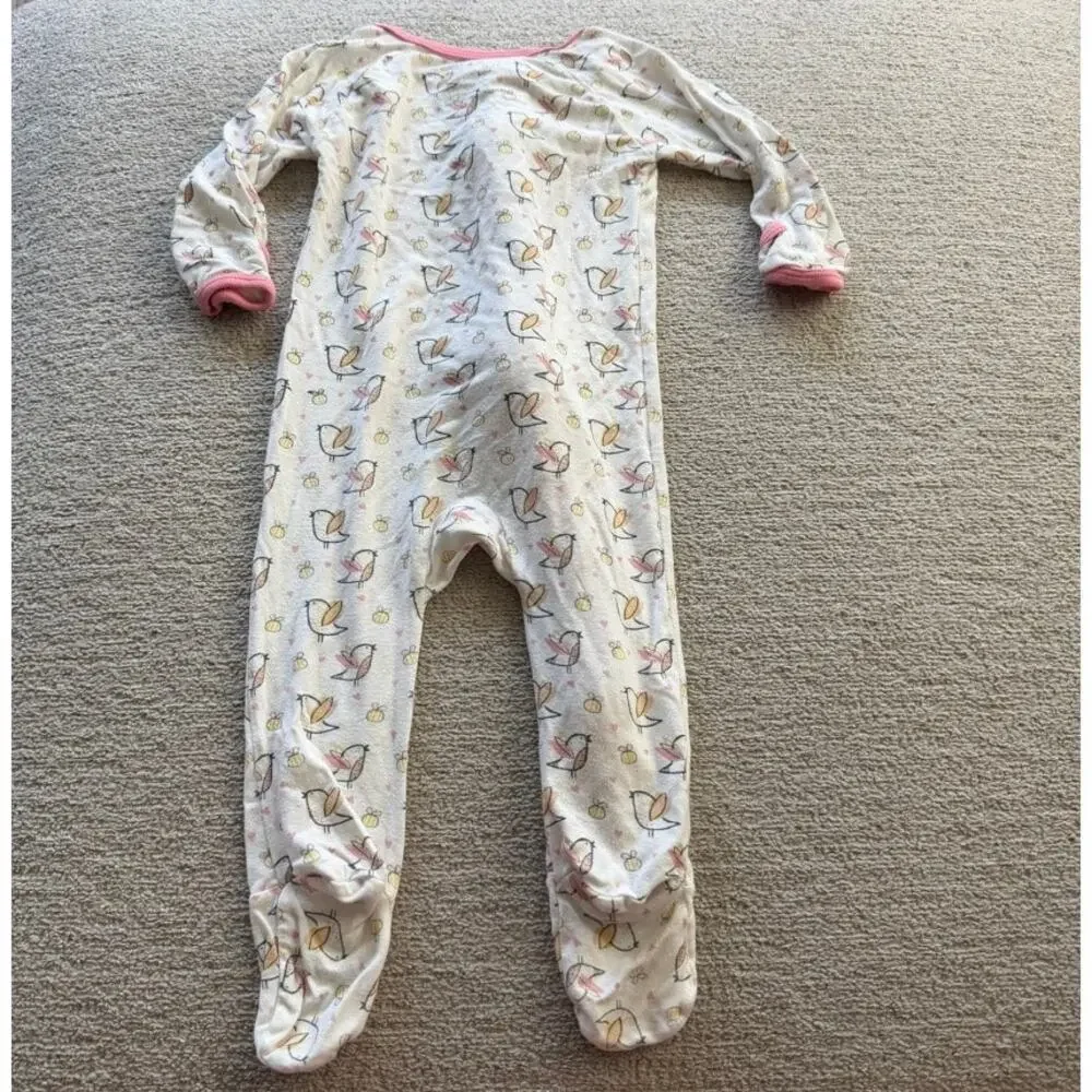 Bestaroo Baby Girl Bird Print One Piece Pajama 6-9M
